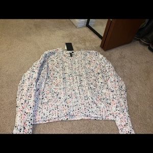 White multi colored Moon & Madison cropped sweater